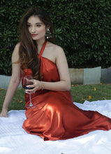 Load image into Gallery viewer, Crystal Rusty Orange Charade Satin Skirt
