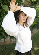 Load image into Gallery viewer, Badassery Peplum Puffed Sleeves Blouse