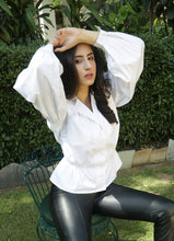 Load image into Gallery viewer, Badassery Peplum Puffed Sleeves Blouse