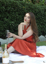 Load image into Gallery viewer, Crystal Rusty Orange Charade Satin Skirt