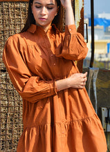 Load image into Gallery viewer, Dreamy Isabella Ruffled Dress in Brick Brown