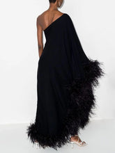 Load image into Gallery viewer, Sultry Black Feather Dress