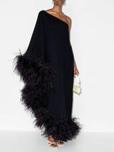 Load image into Gallery viewer, Sultry Black Feather Dress