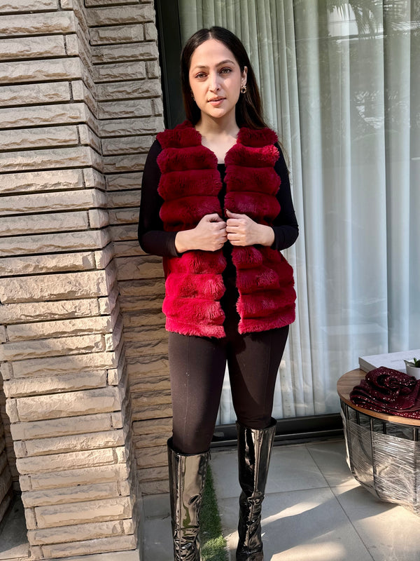 Amelia Cherry Fur Gilet