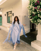 Melissa Blue Duotone Fringe Kaaftaan