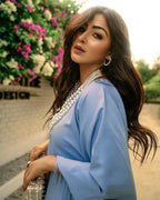Melissa Blue Duotone Fringe Kaaftaan