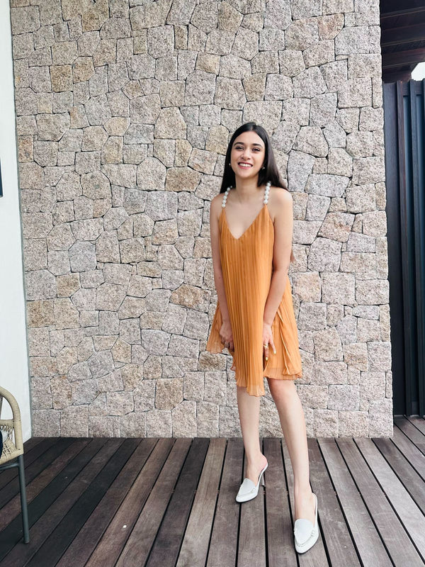 Belle Pearl Pleated Dress