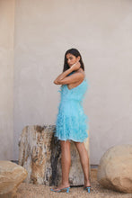 Load image into Gallery viewer, Clara Feathered dress in Sky Blue
