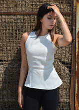 Load image into Gallery viewer, Reeree Criss Cross Back Peplum Bow top
