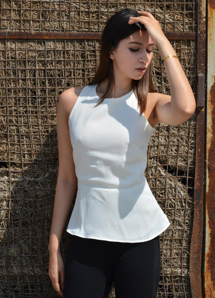 Reeree Criss Cross Back Peplum Bow top