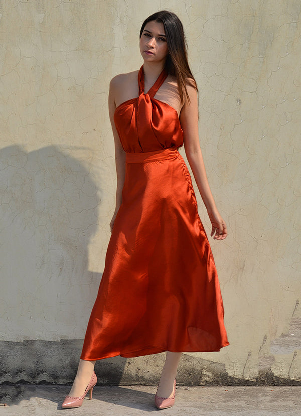 Crystal Rusty Orange Charade Halter Blouse