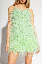 Clara Feathered Dress in Green