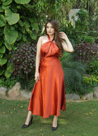 Crystal Rusty Orange Charade Satin Set
