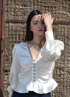 Vintage Bridget Blouse in Pearl White Moon
