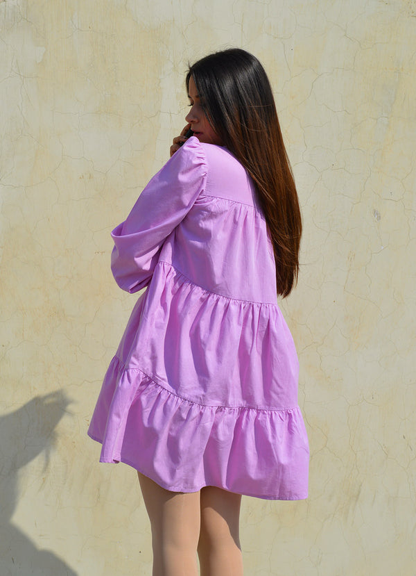 Dreamy Isabella Ruffled Dress in Lilac