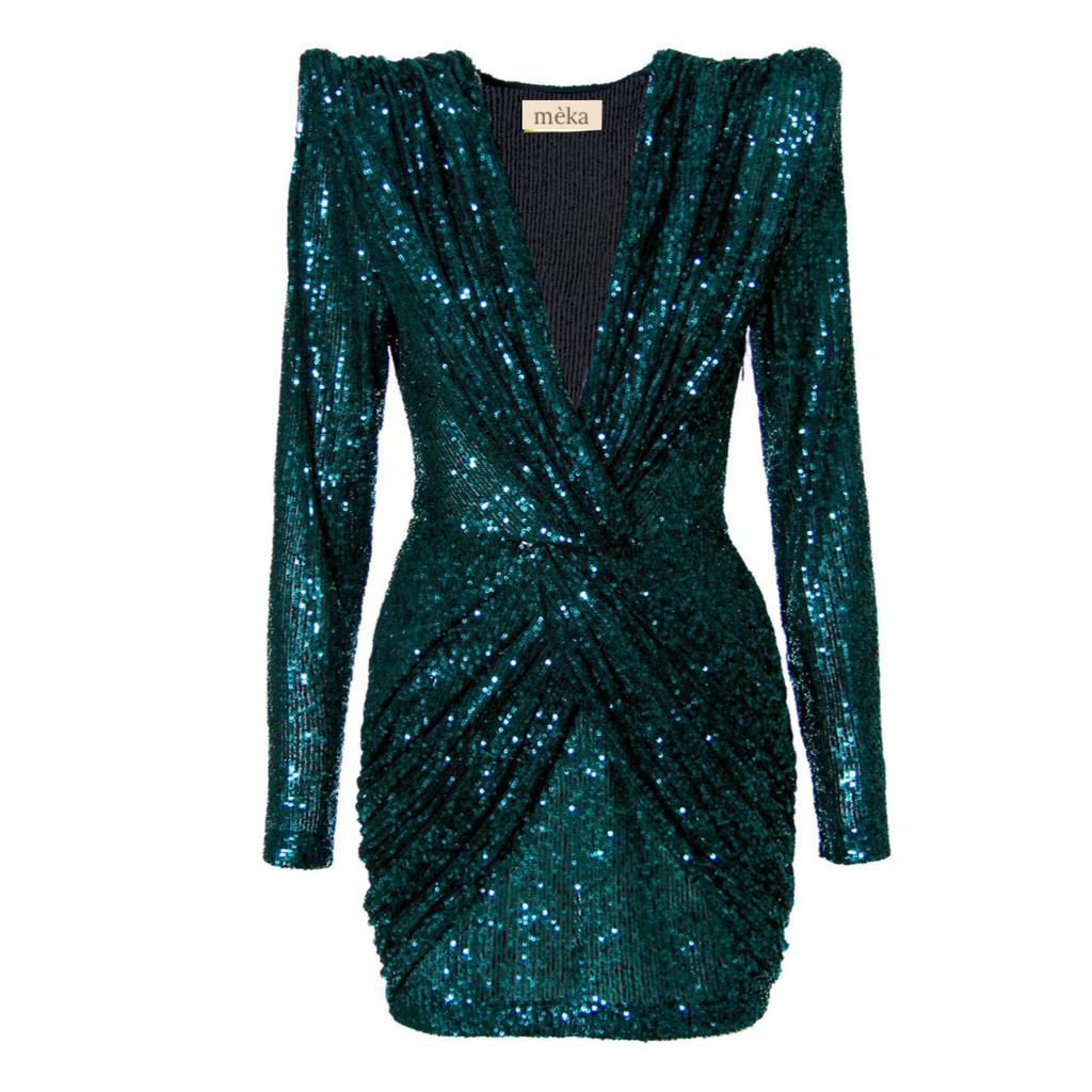 Delailah Bottle Green Sequin Dress