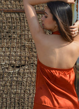 Load image into Gallery viewer, Crystal Rusty Orange Charade Halter Blouse
