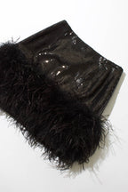 Noir Sequin Feather Skirt