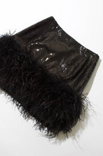 Load image into Gallery viewer, Noir Sequin Feather Skirt
