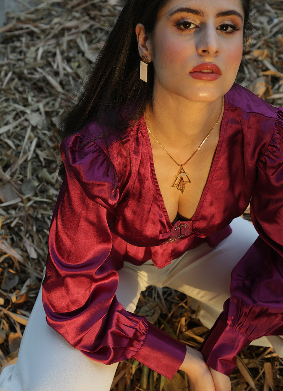 Vintage Bridget Blouse in Dew Burgundy