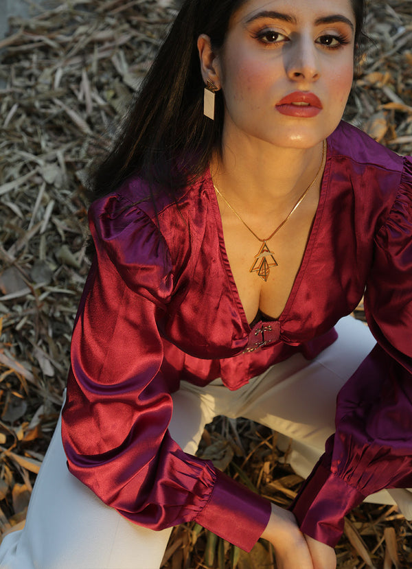 Vintage Bridget Blouse in Dew Burgundy