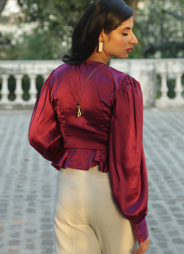 Vintage Bridget Blouse in Dew Burgundy