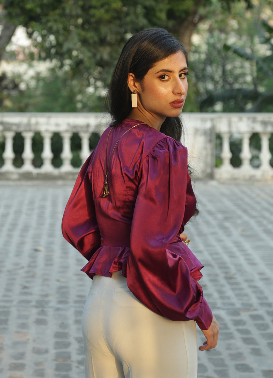 Vintage Bridget Blouse in Dew Burgundy