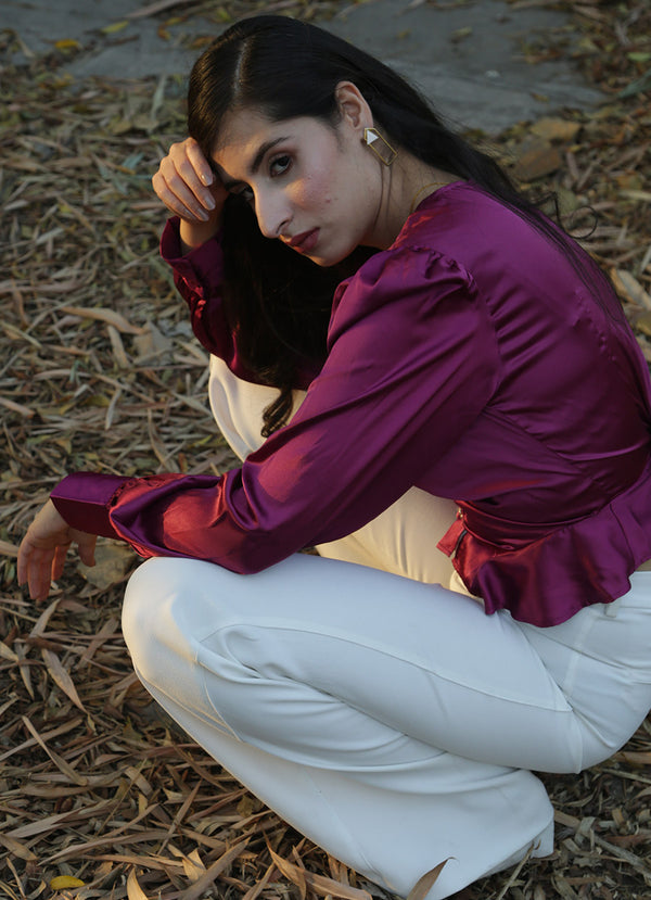 Vintage Bridget Blouse in Dew Burgundy