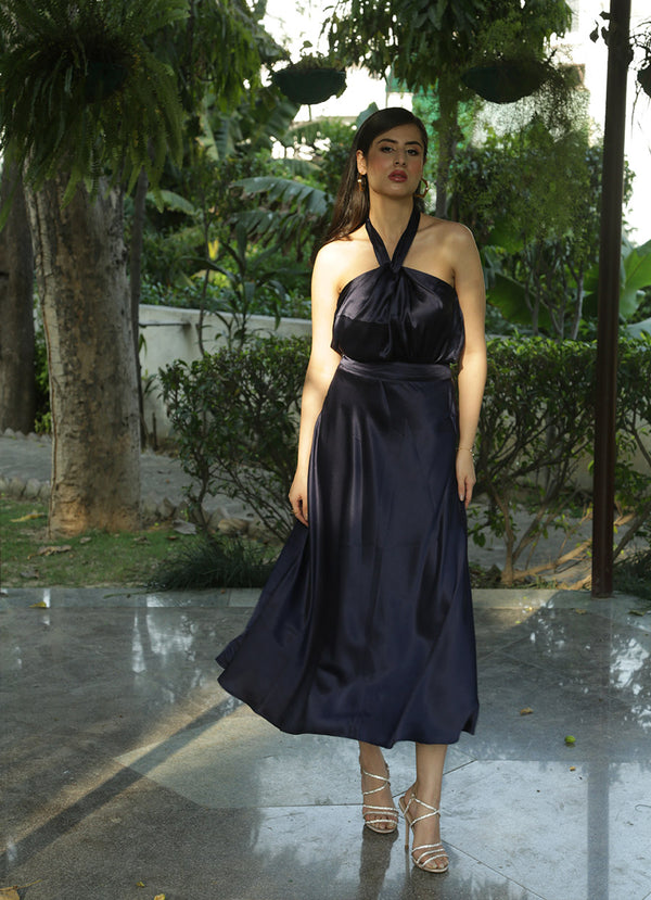 Crystal Midnight Blue Charade Halter Skirt