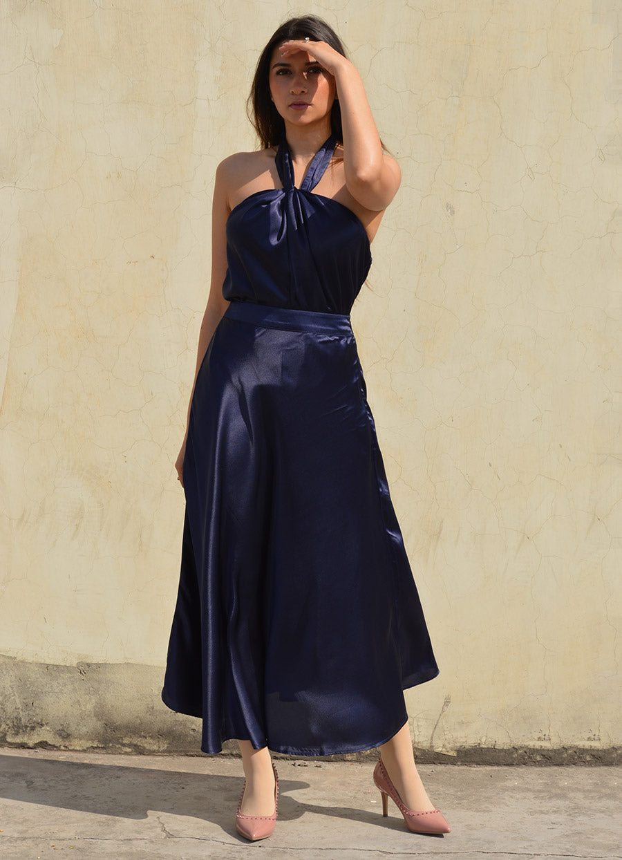 Crystal Midnight Blue Charade Halter Skirt