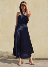 Load image into Gallery viewer, Crystal Midnight Blue Charade Halter Skirt
