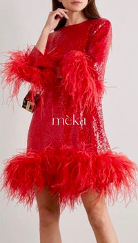 Stella Sultry Sequin Feather Dress