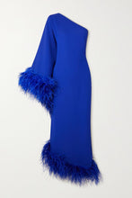 Load image into Gallery viewer, Sapphire Sultry Feathered Dress
