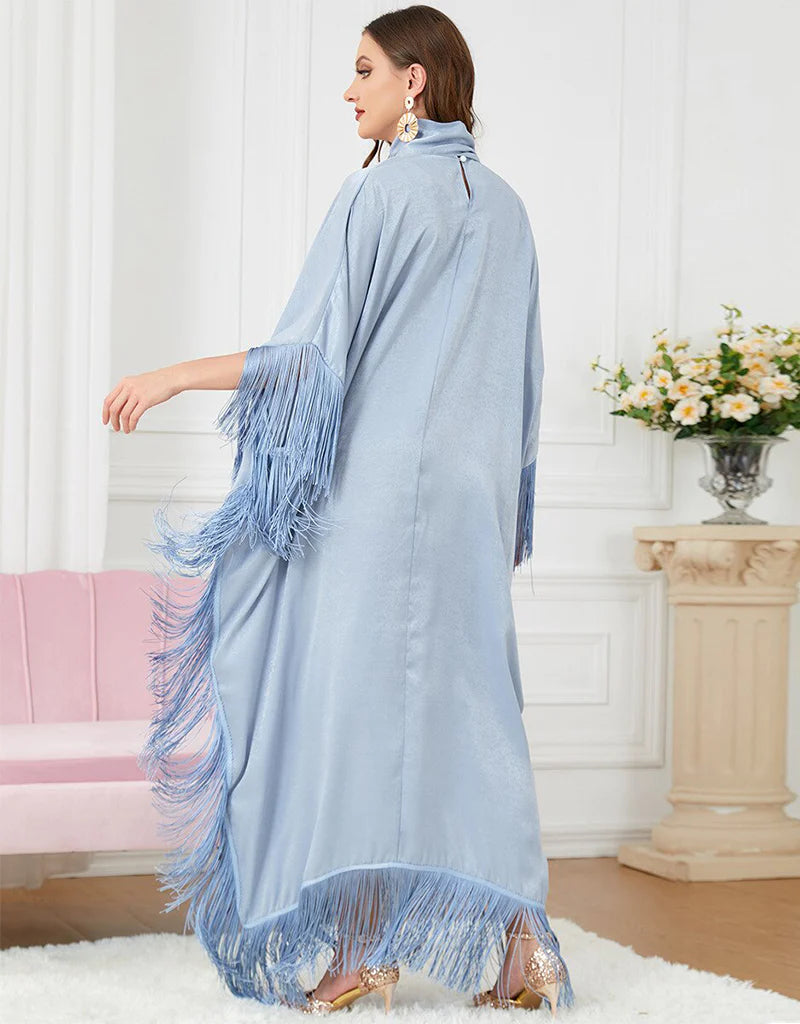 Melissa Blue Duotone Fringe Kaaftaan
