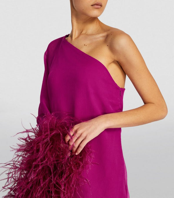 Verushka Viva Magenta Feathered Dress