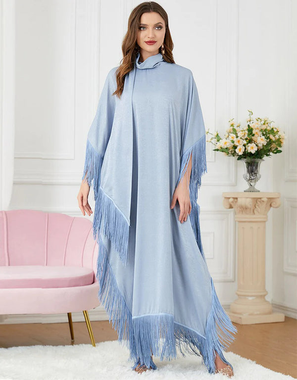 Melissa Blue Duotone Fringe Kaaftaan