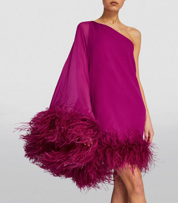 Verushka Viva Magenta Feathered Dress
