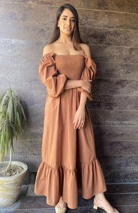 Mocha Smocked Maxi Dress