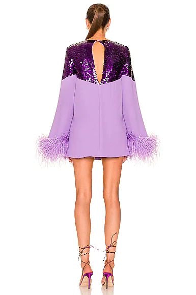 Junette Sequin Feather Dress