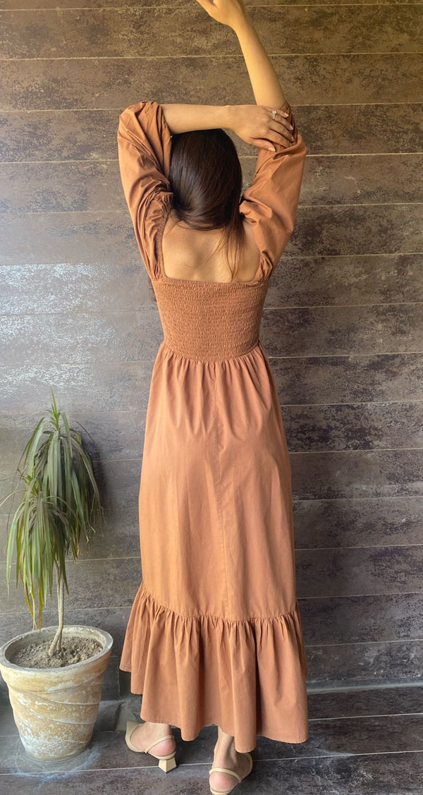 Mocha Smocked Maxi Dress