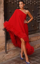 Load image into Gallery viewer, Ruby Royal Feathered Dress
