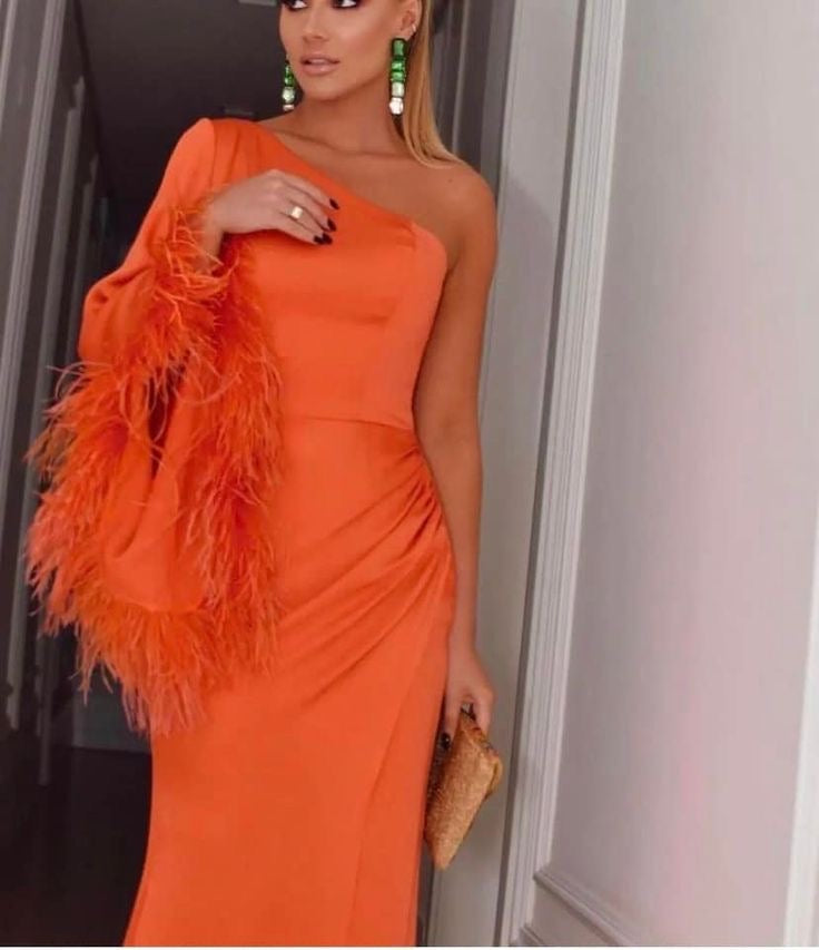 Maya Satin Feather Dress