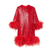 Load image into Gallery viewer, Holler Sequin Feather Dress
