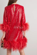Load image into Gallery viewer, Stella Sultry Sequin Feather Dress
