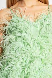 Clara Feathered Dress in Green