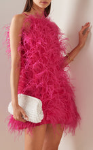 Load image into Gallery viewer, Clara Feathered Dress in Hot Pink
