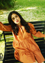 Load image into Gallery viewer, Dreamy Isabella Ruffled Dress in Brick Brown
