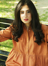 Load image into Gallery viewer, Dreamy Isabella Ruffled Dress in Brick Brown
